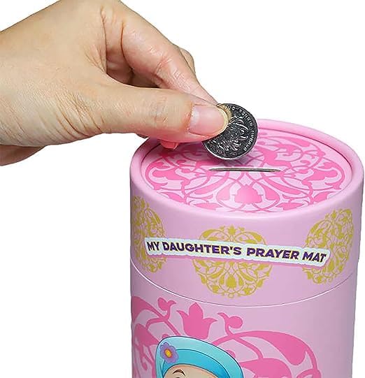 Kids Prayer Mat Set with Prayer Beads, Digital Counter & Camera – Soft Velvet Pink Islamic Gift Box