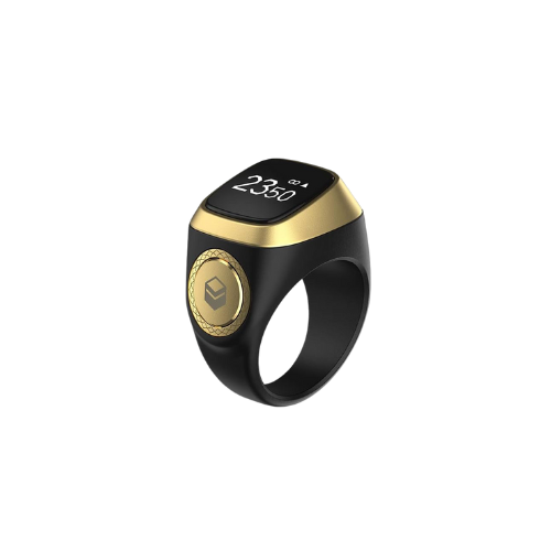 iQIBLA Smart Zikr Ring – Muslim Prayer Ring with OLED Display, Tasbih Counter & Reminder (Waterproof, 22mm, Black)