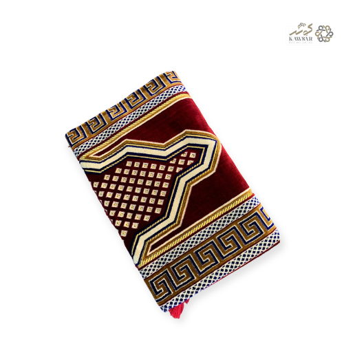 Muslim Family Prayer Rug – 4-Person Islamic Musalla, Multicolor Geometric Design with Velvet Texture 