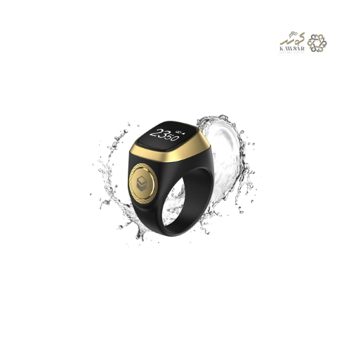 iQIBLA Smart Zikr Ring – Muslim Prayer Ring with OLED Display, Tasbih Counter & Reminder (Waterproof, 22mm, Black)